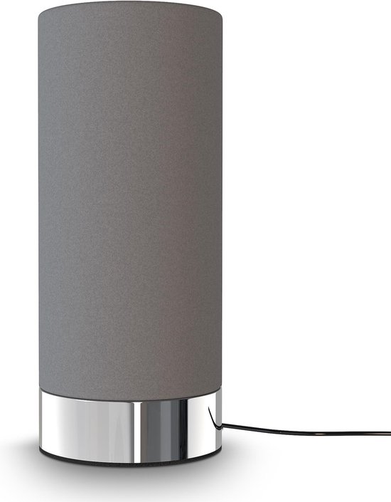 B.K.Licht - Lampe de table - tissus - gris - lampe tactile - lampe de chambre - lampe de chevet - dimmable - excl. E14