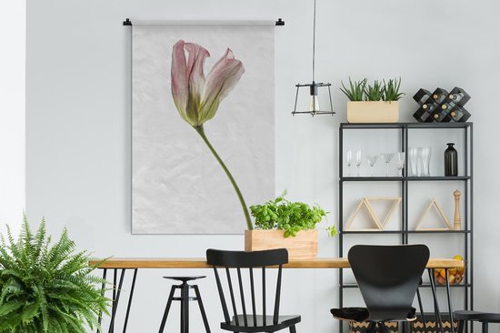 Tapisserie Fleurs séchées - tulp séchée sur fond blanc Tapisserie coton 120x180 cm - Tapisserie avec photo XXL / Groot format!