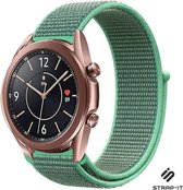 Nylon Smartwatch bandje - Geschikt voor  Samsung Galaxy Watch 3 - 41mm nylon bandje - mint - Strap-it Horlogeband / Polsband / Armband