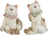 J-Line Kat Bloemenkrans Poly Beige/Roze/Groen Small Assortiment Van 2/ Set van 4 stuks