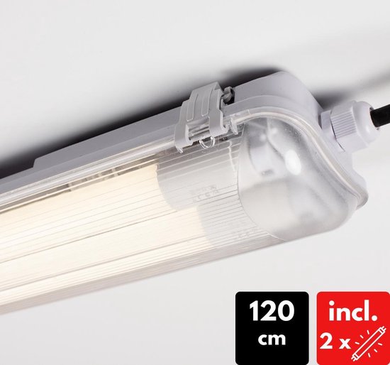 Lampe Proventa LED TL 120 cm - Luminaire + 2 x tube LED 14W - IP65 - Eclairage  LED TL