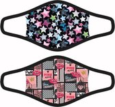 Beeren Mondkapjes Lips/stars Meisjes Katoen 2 Stuks