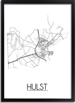 Hulst Plattegrond poster A3 + Fotolijst Zwart (29,7x42cm) - DesignClaudShop