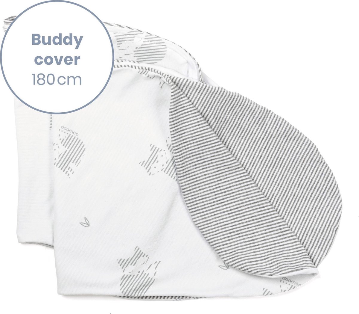 Doomoo Buddy Cover - Hoes voor Voedingskussen Buddy - Biologisch Katoen - 180 cm - Fox Grey