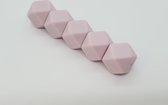 Siliconen kralen Hexagon 17mm – 5 STUKS PASTEL LILA - Vele kleuren beschikbaar – Wood & Fun