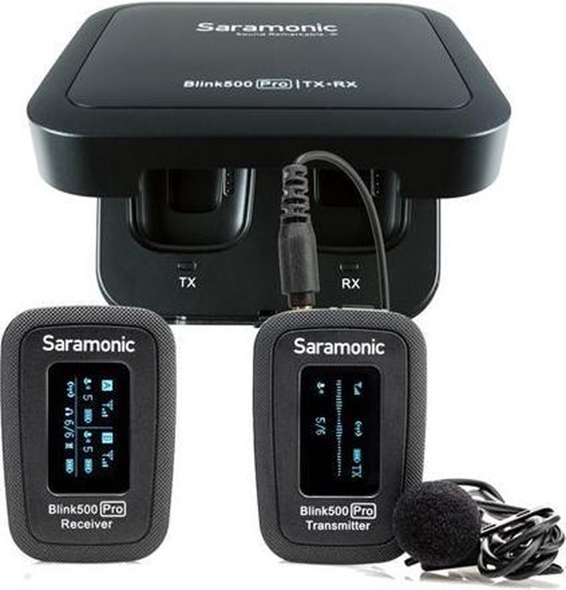 Saramonic Blink Pro500 B1 draadloze lavalier set met ontvanger voor op camera en 3.5mm mini jack