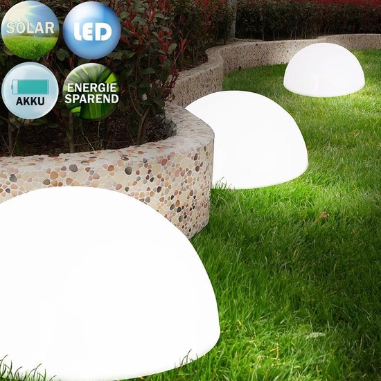 LED Solarlichten halfrond - Set van 3 stuks – Tuin – Tuinverlichting - deuba