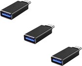DW4Trading USB C 3.1 Male naar USB A 3.0 - Female Adapter - Verloop - Set van 3 stuks - Zwart