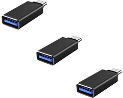 DW4Trading USB C 3.1 Male naar USB A 3.0 – Female Adapter – Verloop – Set van 3 stuks – Zwart