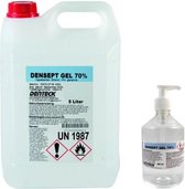 Denteck Densept Gel 70% (NL) 5L + 500ml | Handdesinfectie | Desinfecterende handgel 70% alcohol | 5 liter navulling + 500ml pompje - extra voordeel