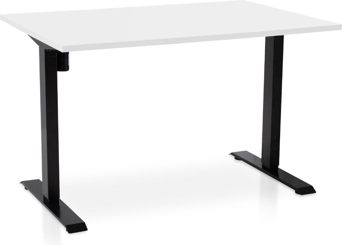 Zit-sta bureau elektrisch verstelbaar - MRC EASY | 120 x 80 cm | inclusief stekkerdoos en kabelklemmen | frame zwart - blad wit