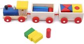 Doodadeals® | Houten Trein Set | Speelgoed Trein met 2 wagons en blokken