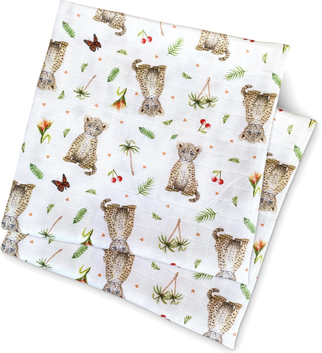 World of Mies hydrofiele doek bamboe - 2 stuks - baby luipaard - 60x60cm