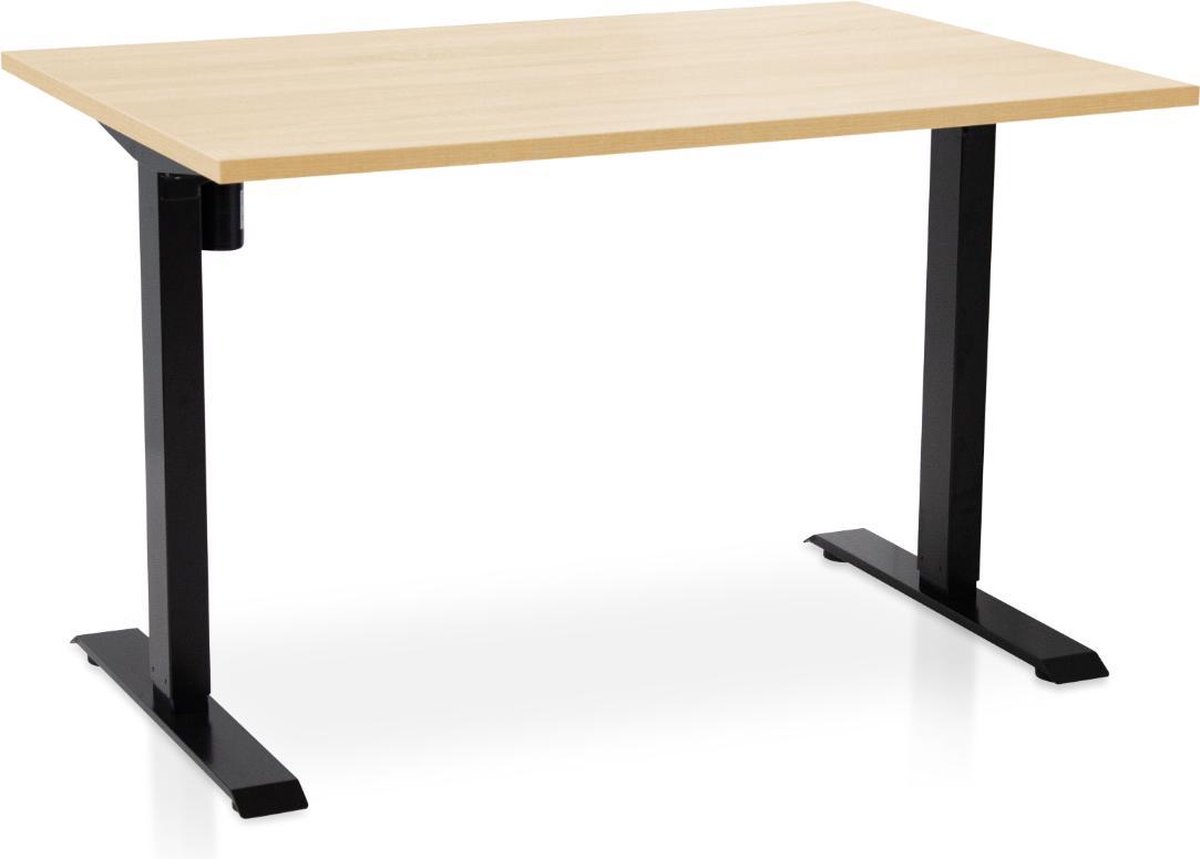 Zit-sta bureau elektrisch verstelbaar - MRC EASY | 140 x 80 cm | inclusief stekkerdoos en kabelklemmen | frame zwart - blad wild peren