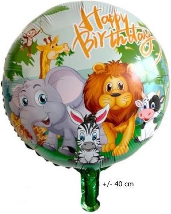 Folieballon Happy Birthday Dieren - 45 cm