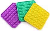 Pop It - Fidget Toy - PopIt - Pop-It | 3 stuks Vierkant, Paars/Groen/Geel