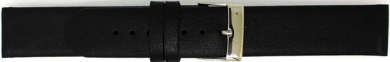 Horlogeband-horlogebandje-14mm-echt leer-zwart-recht-zacht-plat-leer-14 mm - Echt leer