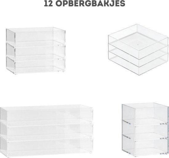 12x Opbergbakjes - Badkamer en keuken - Organizer bureau - Make up bakjes -  Ondergoed... | bol.com