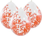 32x stuks transparante party ballon rode hartjes confetti 30 cm - Feestartikelen/valentijn/versiering