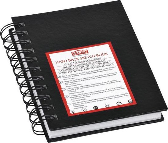 Derwent A5 Spiraalgebonden Schetsboek met Harde Kaft voor Tekenen en Schrijven - 86 Vellen - Zuurvrij Papier - Professionele Kwaliteit - Zwart - Derwent