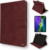 iPad Air 2020 - iPad Air 4 10.9 inch (2020) Hoes Bordeau Red - Casemania Book Case met Magneetsluiting & Glazen Screenprotectors