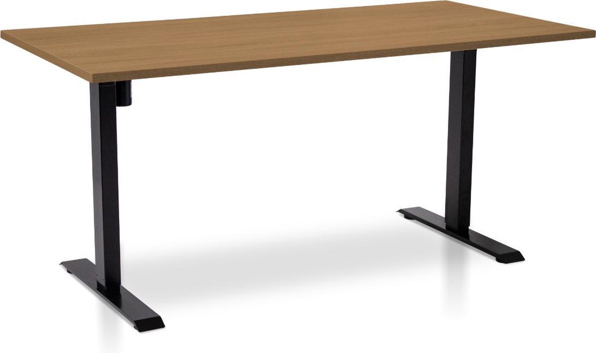 Multi Ratio Zit-sta bureau elektrisch verstelbaar - MRC EASY | 160 x 80 cm | inclusief stekkerdoos en kabelklemmen | frame zwart - blad havanna Zwart frame