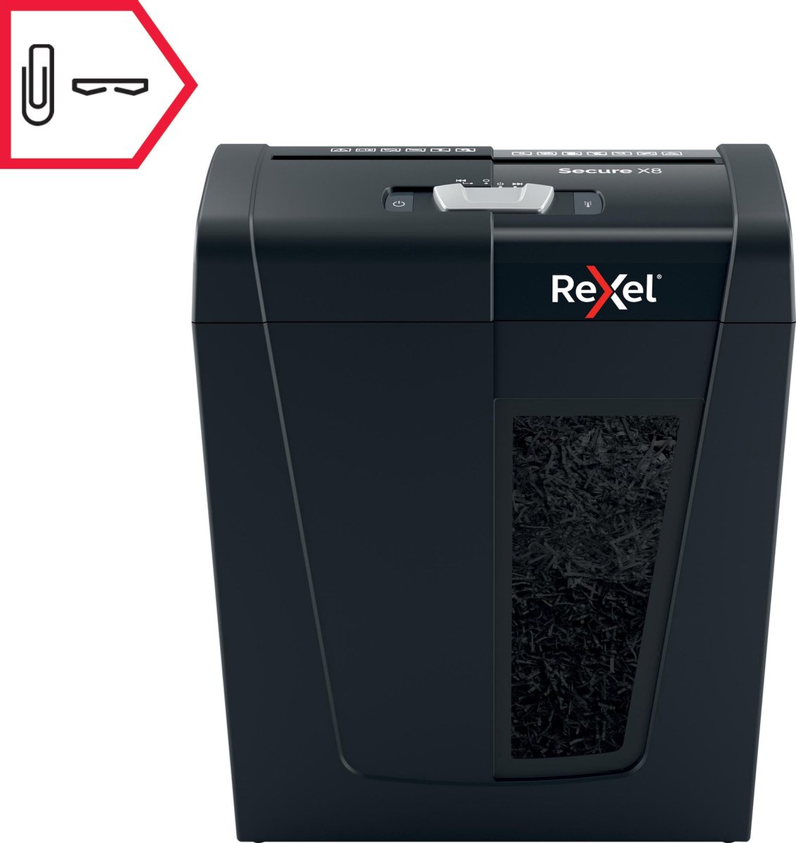 Rexel Secure X8 Stille Papierversnipperaar - P4 Snippers - Tot 8 Vel - 14L - Zwart thumbnail 4