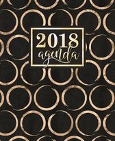 Agenda: 2018 Agenda semana vista espanol: brillantes circulos dorados sobre fondo negro