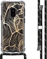 iMoshion Design hoesje met koord voor de Samsung Galaxy S9 - Bladeren - Goud