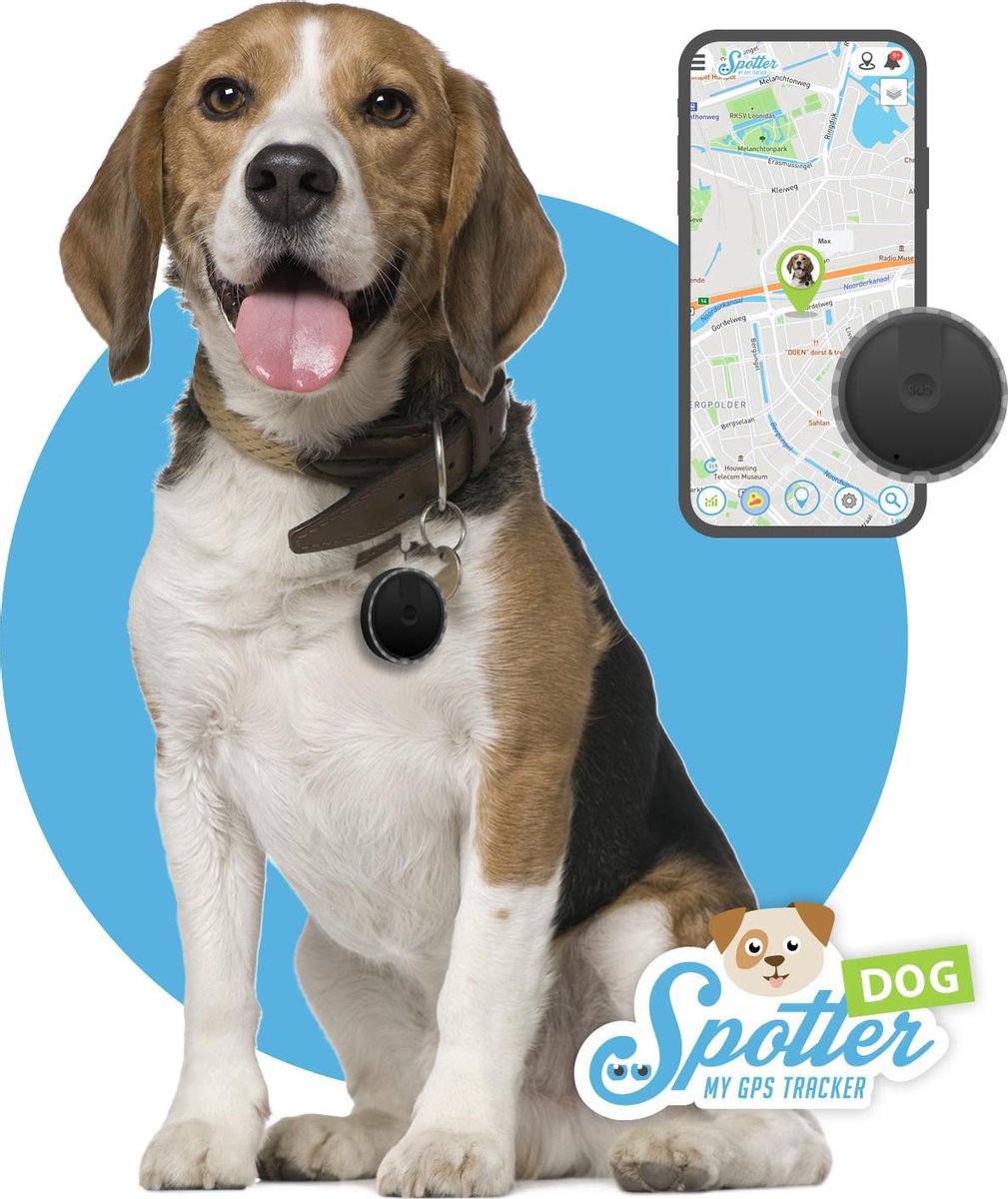 Spotter® Huisdier GPS Tracker Hond - Inclusief Prepaid Simkaart - Activity Tracker - Waterdicht - Zwart - Kleine honden GPS tracker - Nederlands merk - Spotter