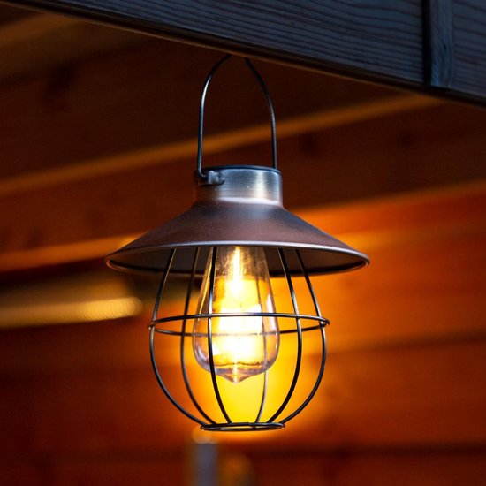 Verhoog jezelf Verblinding Banzai LED lantaarn op zonne-energie | Industrieel | Koper look | Tuinverlichting  |... | bol.com