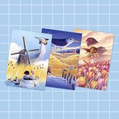 Jeu de cartes postales néerlandaises | Cartes d'oiseaux hollandais | Cartes postales de paysages hollandais