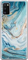 Samsung Galaxy A41 siliconen hoesje - Marmer blauw goud - Soft Case Telefoonhoesje - Blauw - Marmer
