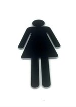 Deurbordje Toilet - WC bordjes – Tekstbord WC – Toilet bordje – Dames – Vrouw - Bordje – Zwart - Pictogram - Zelfklevend – 6,5 cm x 15 cm x 1,6 mm - 5 Jaar Garantie