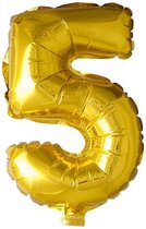Folie ballon - cijfer 5 - goud - 102 cm