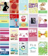 20 Luxe wenskaarten - Geboorte / Zoon / Dochter / Kleinkind / In Verwachting - 12x17cm - Gevouwen kaarten met enveloppen