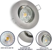Inbouwspot - LED Downlight 5 X 7 W GU10 Warm Wit - 3000K LED Draaibare Downlight - Toepasbaar in Woonkamer Slaapkamer Keuken - 230V Aluminium Body - Uitsnede 68mm [Energie-efficiën