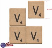 V scrabble letters set van 4 letter stickers
