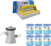 WAYS - Zwembad Onderhoud - Filterpomp 1250 L/u & 6 Filters Type H & WAYS Scrubborstel
