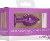 Diamond Heart Butt Plug - Regular - Purple - Butt Plugs & Anal Dildos - Ouch Silicone Butt Plug