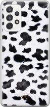 Samsung Galaxy A72 siliconen hoesje - Koeienprint - Soft Case Telefoonhoesje - Zwart - Print
