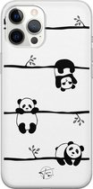 iPhone 12 Pro Max hoesje - Panda - Soft Case Telefoonhoesje - Print - Zwart