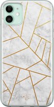 iPhone 11 hoesje - Geometrisch marmer - Soft Case Telefoonhoesje - Marmer - Grijs