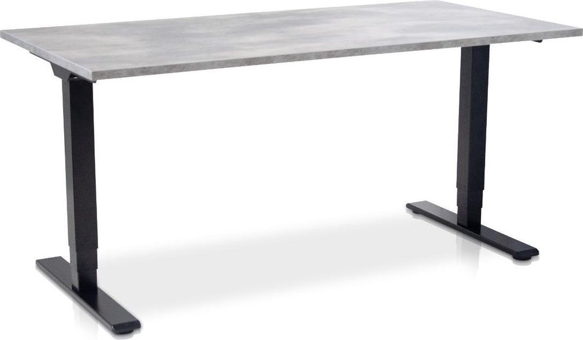 Multi Ratio Zit-sta bureau elektrisch verstelbaar - MRC COMFORT NEN-EN 527 | 180 x 80 cm | frame zwart - blad betonlook | 130 cm hoog | 100KG draagvermogen Zwart frame