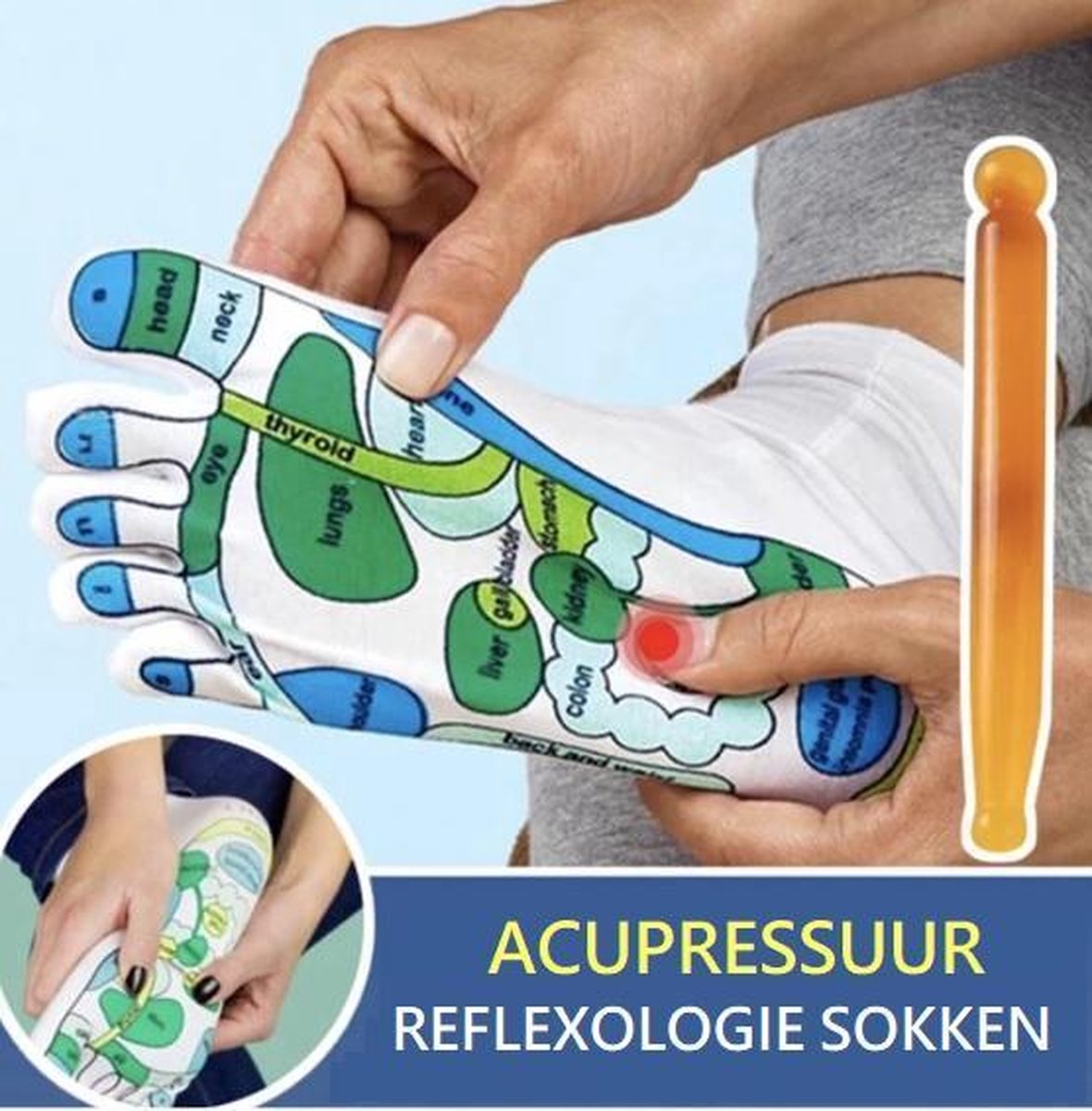J&J Voetreflexologie sokken - Acupunctuur - Drukpunten - Massage sokken -  100% katoen... | bol