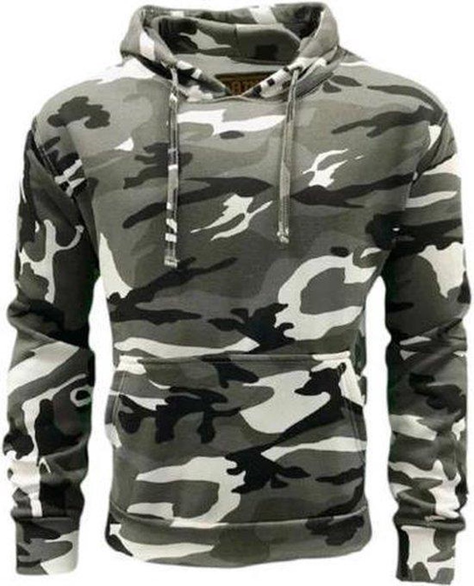 Grijze Hoodie heren met capuchon - Light Sport Sweater - Camouflage kleding - Urban - Maat 3XL
