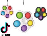Q-time - Pop It Fidget Toy - 2 IN 1 - Simple Dimple - Fidget Spinner - Gezien op Tik Tok - Wit met  5 KLeuren