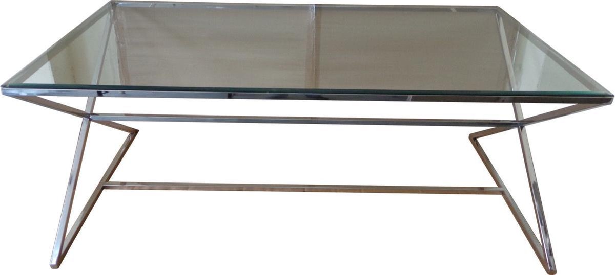 X eettafel 180cm glans roest vast staal met facet geslepen glas