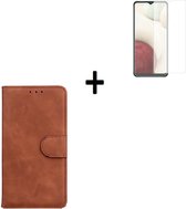 Samsung Galaxy A32 Hoesje - 5G - Samsung Galaxy A32 Screenprotector - Samsung A32 Hoes Wallet Bookcase Bruin + Screenprotector P