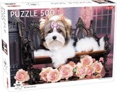 Puzzel Yorkshire Terrier with Roses 500 Stukjes